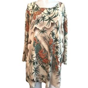 Entity Ladies XL Zebra Safari Blouse Rhinestones 3/4 Sleeve Pullover Top